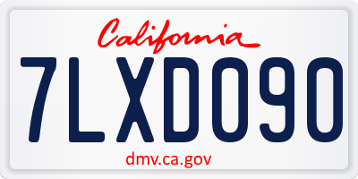 CA license plate 7LXD090