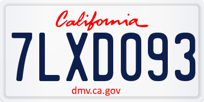 CA license plate 7LXD093