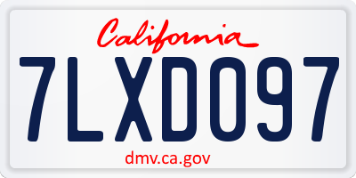 CA license plate 7LXD097