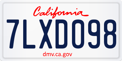 CA license plate 7LXD098