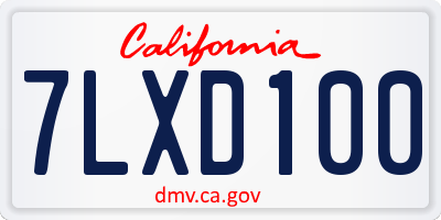 CA license plate 7LXD100