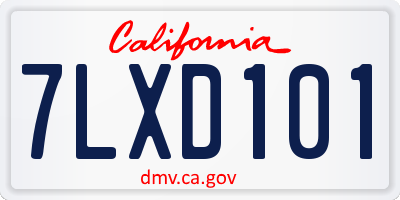 CA license plate 7LXD101