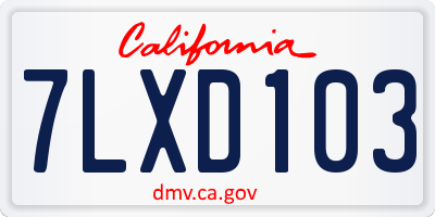 CA license plate 7LXD103