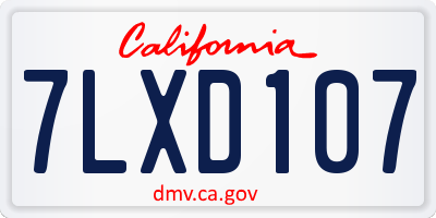 CA license plate 7LXD107