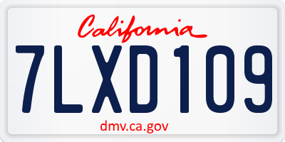 CA license plate 7LXD109