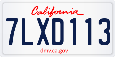 CA license plate 7LXD113