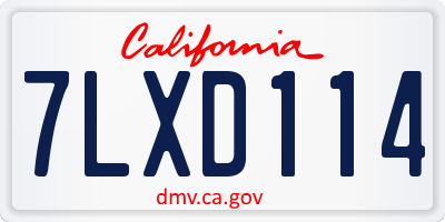 CA license plate 7LXD114
