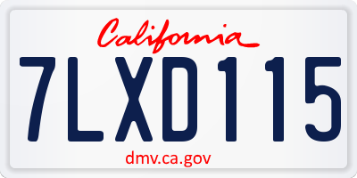 CA license plate 7LXD115