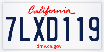 CA license plate 7LXD119