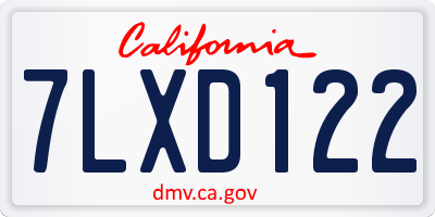CA license plate 7LXD122