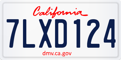CA license plate 7LXD124