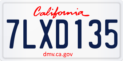 CA license plate 7LXD135