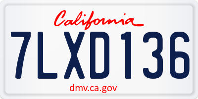 CA license plate 7LXD136