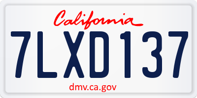 CA license plate 7LXD137