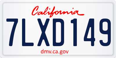 CA license plate 7LXD149