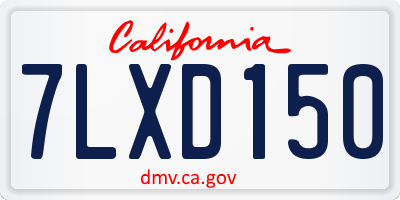 CA license plate 7LXD150