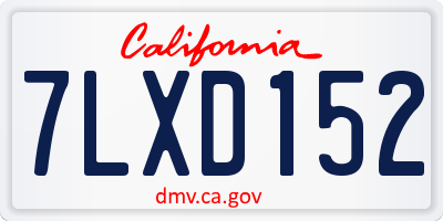 CA license plate 7LXD152
