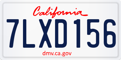 CA license plate 7LXD156