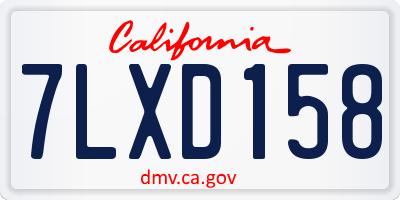 CA license plate 7LXD158