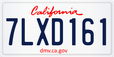 CA license plate 7LXD161