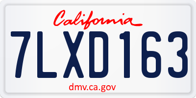 CA license plate 7LXD163