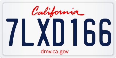 CA license plate 7LXD166