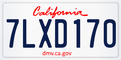 CA license plate 7LXD170