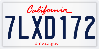 CA license plate 7LXD172