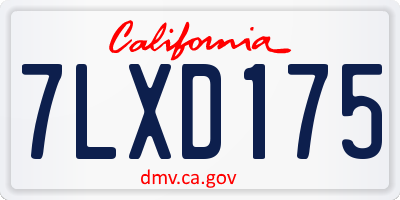 CA license plate 7LXD175
