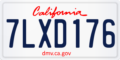 CA license plate 7LXD176