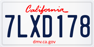 CA license plate 7LXD178