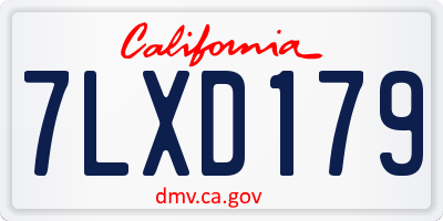 CA license plate 7LXD179