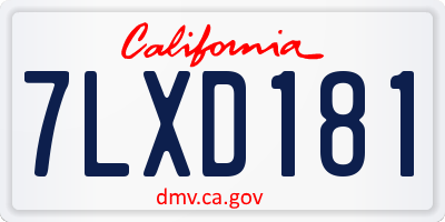 CA license plate 7LXD181