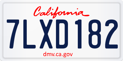CA license plate 7LXD182