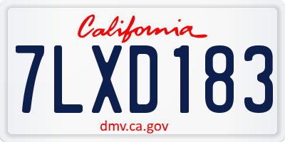 CA license plate 7LXD183