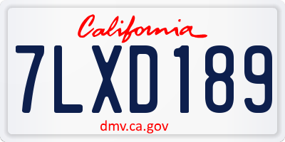 CA license plate 7LXD189