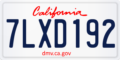 CA license plate 7LXD192