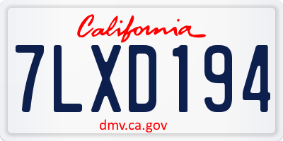 CA license plate 7LXD194