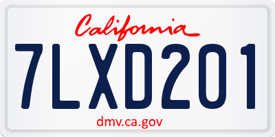 CA license plate 7LXD201