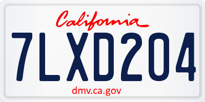 CA license plate 7LXD204