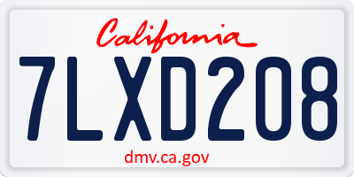 CA license plate 7LXD208