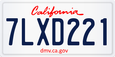 CA license plate 7LXD221