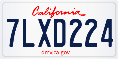 CA license plate 7LXD224