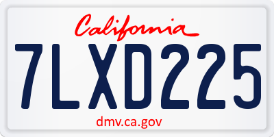 CA license plate 7LXD225