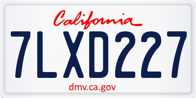 CA license plate 7LXD227