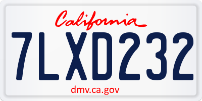 CA license plate 7LXD232