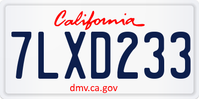 CA license plate 7LXD233