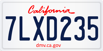 CA license plate 7LXD235