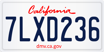 CA license plate 7LXD236