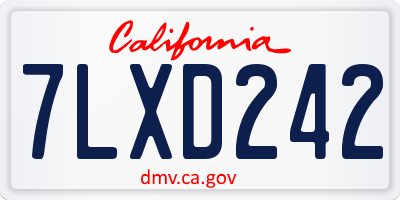 CA license plate 7LXD242
